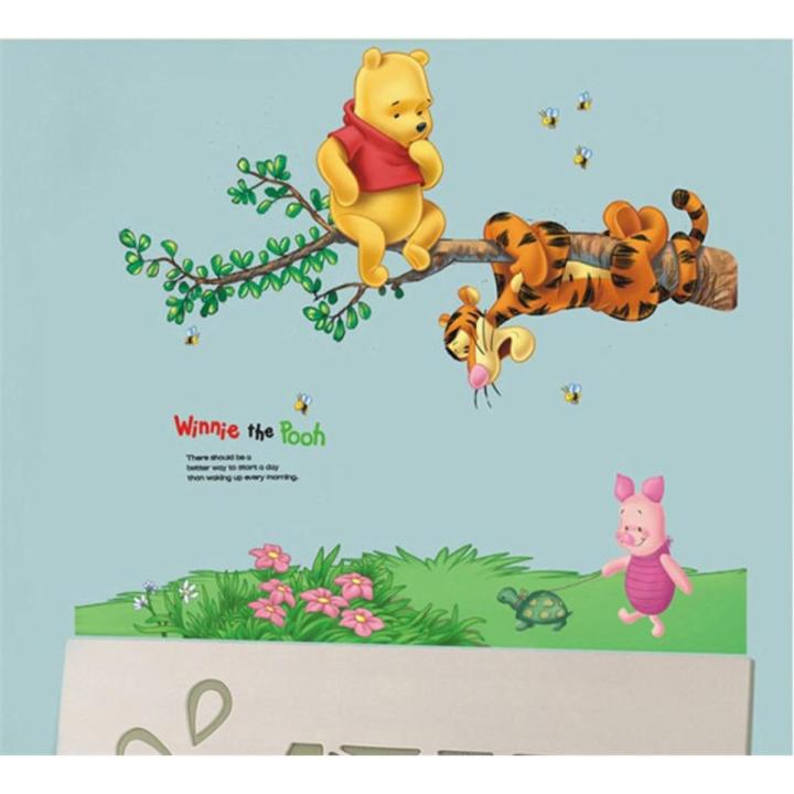Cartoon Winnie Pooh Friends Tree Wall Stickers For Kids Room Boy Home Decor Wall Decals Nursery Decoration Poster