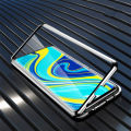 For Xiaomi Redmi Note 9S Casing 360° Full Body Transparent Tempered Glass with Magnetic Adsorption Metal Bumper Case Cover. 