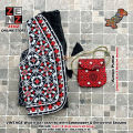 2 Pc Sindhi Embroidery Red Waistcoat Koti & Purse Combo Set Vintage Pakistan Traditional Wear Fashion by Zenz Online Store Islamabad. 