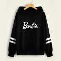Black Double Stripe Barbie Printed Hoodies For Girls & Women - Comfy & Cozy Hoodies For Girls. 