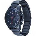 Tommy Hilfiger Men’s Quartz Stainless Steel Blue Dial 45mm Watch 1791789 Stainless Steel Wrist Watch For Men. 