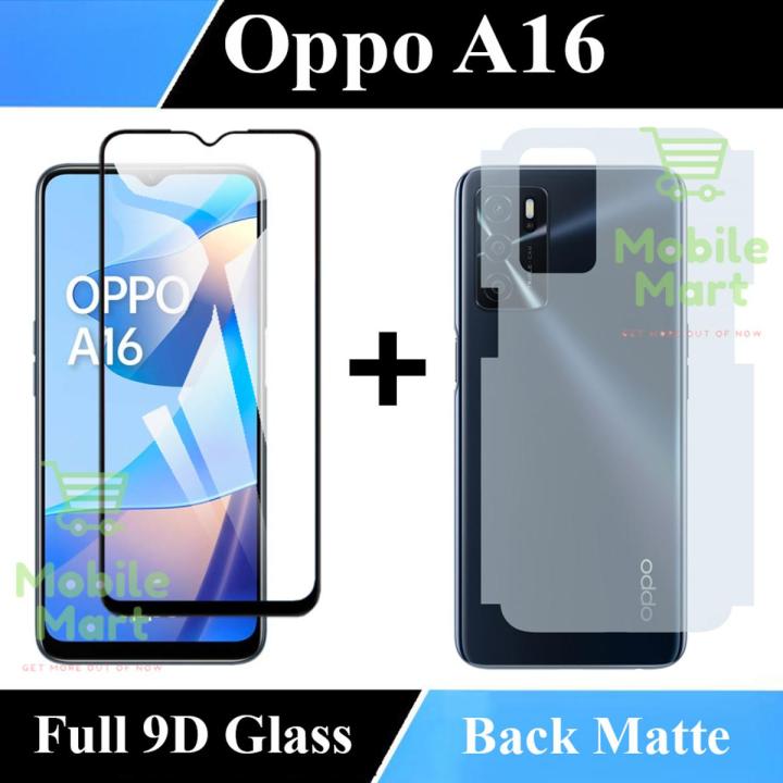 Oppo A16 Glass Protector 9D|5D|6D|10D|11D|21D Black Tempered Glass Screen Protector Full Glue Edge To Edge + Back Matte Protection Soft Skin Sheet Soft Film Back Protector For Oppo A16
