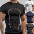 5XL Multicolor Quick Dry Short Sleeve Sport T Shirt Men Running Fitness Shirt Training Exercise Clothes Gym Sport Shirt Tops. 