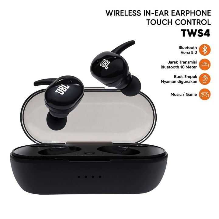 Wireless Ear Buds TWS4 In-Ear Headset Ear Pods Bluetooth Earphones - Black