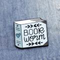 Fashion Women English Letter Book Worm Badge Brooch Pin Clothes Jewelry Decor. 