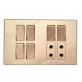 Button Sheet 6 Switches+2 Sockets Electric Switch Board- ECM Metal Series. 