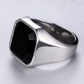 Buy Mens Square Black Stone Ring, Mens Silver Black Geometric Ring Mens Fashion, Rectangular Party Ring For Mens.. 