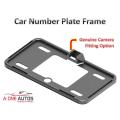 Ultra Slim Customized Car Number Plate Frame (Black) with Back View Camera Fitting Option. 