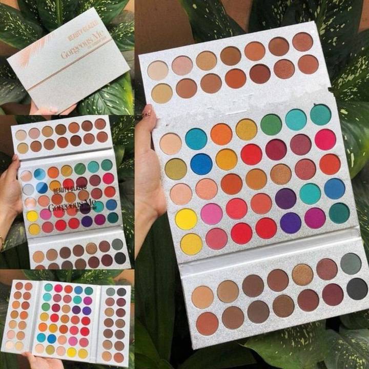 Beauty Glazed - 63 Colours Pearlescent Matte Eyeshadow, Eye Cosmetics, Makeup Palette, 3 Folding Palette
