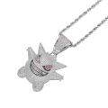 Cubic Zircon Mask Ghost Pendant Necklace Men Miami Cuban Chain Choker Ice Out Neckalce Hip Hop Anime Ghost Pendant Party Jewelry. 