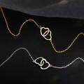 Silver Gold Double Heart Necklace Women Girls Party Clavicle Chain Necklace Gift Jewelry. 