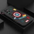 Samsung S22 Ultra 5G Marvel Superhero Ironman Spiderman Captain American Print Side Design Square Phone Case Edge Pattern Liquid Silicone Casing Full Cover Camera Shockproof Protection Case. 