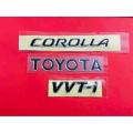 Cars logo - Toyota Corolla GLI Chrome Logo with Monogram 2009-14 Front Logo and Back Logo with Monogram Complete Set - Complete Sets - Single pieces also available - Set of 6 Emblems for Toyota Corolla (Chrome Colour) - Complete Emblem Upgrade - Grande. 