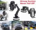 Universal Car Mobile Holder Mount with One-Button Pop-Up, Strong Suction for Dashboard/Windshield, 360° Rotation, Fits Phones 60mm-110mm. 