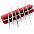 Dexam 6-pieces Dermatologist Set Professional Stainless Steel Beauty Kit Blackhead Blemish Remover Pimple Acne Spot Needles Pore Cleaner Zit Removing Tools For Nose Face - With Red Organized Case. 