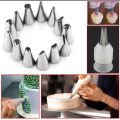 14pcs Cake Piping Nozzle Tools Set Silicone Icing Piping Cream Pastry Bag, Stainless Steel Nozzle Pastry Tips Converter for Dessert Decoration. 