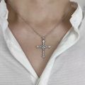 Zirconia Cross Crystal Pendant Necklace Silver Color Box Chain Female Choker Necklaces Fashion Jewelry Gifts For Women Girls. 