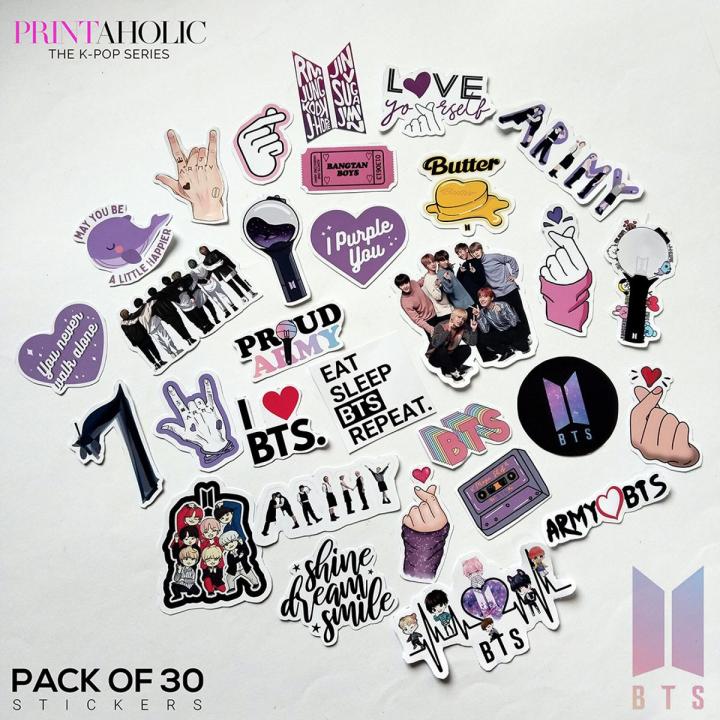 BTS 30 Cut Out Stickers Pack available for BTS Army, Black Pink, KPOP, STRAY KIDS, SEVENTEEN, Fully Customized Perfect Gift For Army