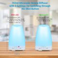 Criacr 150ml Essential Oil Diffusers, Aromatherapy Diffusers with 7 Colorful LED Lights, Adjustable Mist Mode, BPA-Free, Waterless Auto Shut-off Humidifiers, for Home, Yoga, Office, Spa, Baby. 