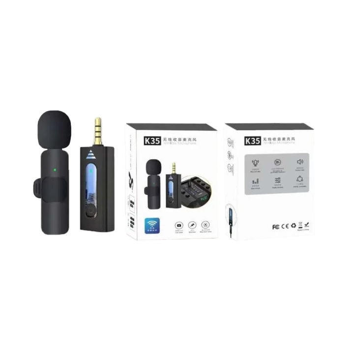 Microphone True Double Wireless - 20 Meter Long Range Portable Audio Video Recording  Live_Streaming Vlogging_Youtube for Mobile Phones - K35