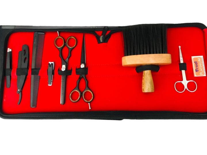 Grooming Kit Stainless Steel Barber Scissors Tools and Equipment  Export Quality Complete Barber Hair Cutting Scissor Set barber kit for men  Personal Hair Cutting kit