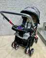 2 in 1 Handle 8 Big Wheels Pram For Kids With Food Tray Suitable For Newborn to 5 years Multicolors. 