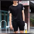 Men,s Gyms T Shirts And Shorts Two Piece Tracksuit Quick Dry Breatheable Sets For Workout Running Tennis. 