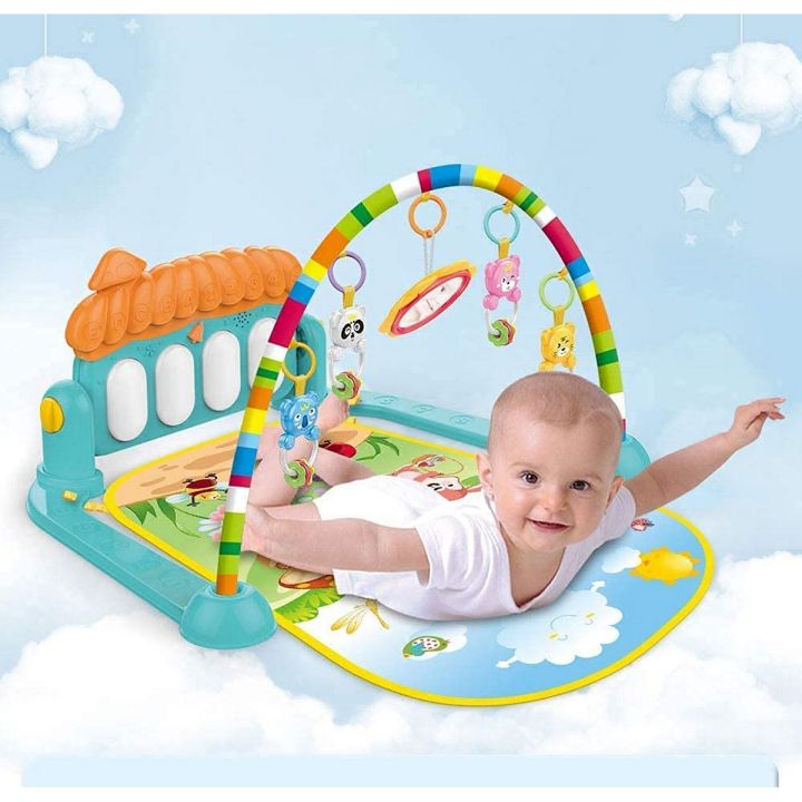 Huanger 3 in 1 Newborn Baby Play Gym Toddler Activity Play Mat Baby Piano Fitness Rack Matt for Infants Daraz.pk