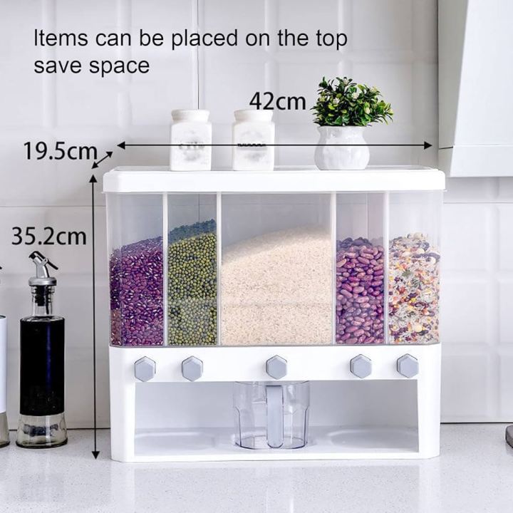 Wall Mounted Cereal Grains Dispenser for Kitchen | 10 KG Capacity ...