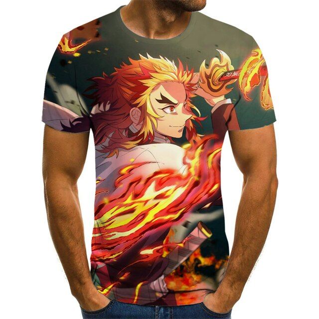 Kimetsu No Yaiba Anime شرٹ For Men Manga Demon Slayer T-Shirts Camisetas Hombre Ropa Clothing Camisa Masculina Verano Roupas