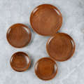 Wooden Plate Tableware Round Solid Wood Dessert Plate Japanese-style Wooden Tray Dried Fruit Snack Plate Walnut Color Wood Plate. 