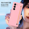 [Touch Pen & Glass Front Film] for Samsung Z Fold 6/5/4/3 Case | S Pen Slot | Ultra Thin Hard PC Cover for Galaxy Z Fold6 Fold5 Fold4 Fold3 | PINK. 