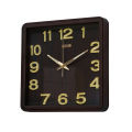 Hitco Walll Clock - Square Night Vision Clock - 13x13" Wooden Brown Watch Best Quality - Step Movement - Wall Clocks for Bedroom / Living Room / Decor - Clock Wall Stylish - Decorating Item. 