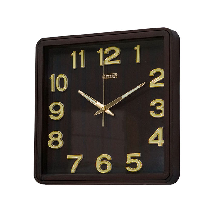 Hitco Walll Clock - Square Night Vision Clock - 13x13" Wooden Brown Watch Best Quality - Step Movement - Wall Clocks for Bedroom / Living Room / Decor - Clock Wall Stylish - Decorating Item