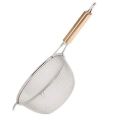 Stainless Steel Deep Frying Strainer Wooden Hndle | Fine Mesh Kitchen Chalni for Fries, Pakoray, Pasta, Noodles & Cooking. 