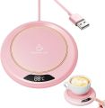 Safdar Mart-1Pc USB Electric Coffee Mug Milk Warmer with LCD Digital Temperature Display Adjustable with Auto Shut Off for Desk Stainless Steel & Glass Cup, PP Milk Bottle, Ceramic Cup Beverage Tea Water, Beverage, Hot Chocolate, Birthday Gift. 
