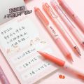 6PCS/Set Cute Black 0.5MM Kawaii Press Pen Set Korean Carbon Pen Student Gel Pen School Supplies Office Stationery. 