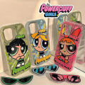 100% Quality+COD Cartoon The Powerpuff Girls Phone Case with Sunglasses Stand Cute for iphone cover for 14 13 12 11 Pro Max X XR Xs Max cellphone casing boutique case. 