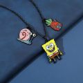 Iruriuiyt Spongebob Squarepants Metal Keychain Necklace Set Gary the Snail Pineapple House Enamel Pendant Key Chain Car Keyholder for Men. 
