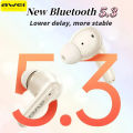 Awei T90 ENC Bluetooth Earphone In Ear/Half In Ear Freedom To Switch Noise Cancelling Earbuds 300 Hours Long Standby Time Low Latency Gaming Earbuds. 