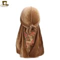 Fashion Velvet China Dragon Pattern Durag Breathable Bandana Long Tail Headwrap Women And Men Solid Color Hip Hop Turban. 