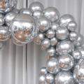 15pcs 10 inch  Original Shiny Silver Chrome Balloons Genuine Solid Metallic Chrome Silver Theme Balloon High Quality Latex Balloon  Birthday Party Decoration, Wedding. 