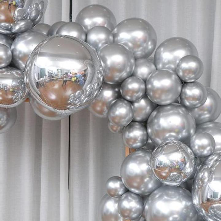 15pcs 10 inch  Original Shiny Silver Chrome Balloons Genuine Solid Metallic Chrome Silver Theme Balloon High Quality Latex Balloon  Birthday Party Decoration, Wedding