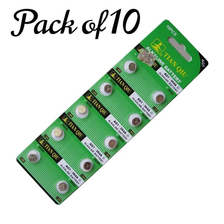 Tianqui Watch Cell AG1, LR621H, 364,- 1.5V Alkaline Button Coin Cell - Pack of 10   |       |   Circuit Town