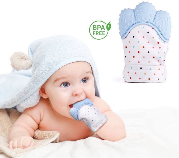 1 Piece Baby Teether Glove, Newborn Infant Baby Silicone Teether Baby Teething Gloves, Baby Teething Mitten, Silicon Teething Gloves