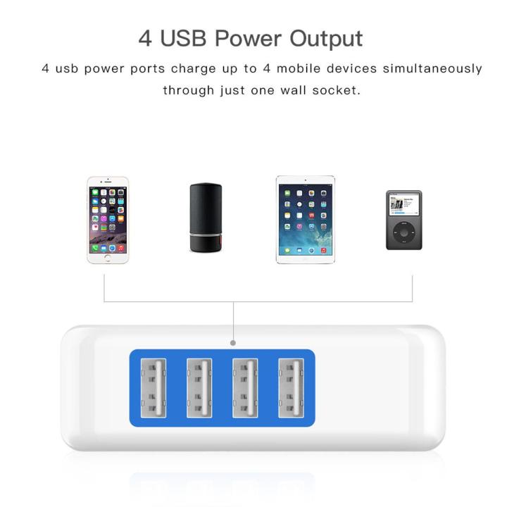 【All Of Me】USB Charger 4 Ports EU Plug Multiple Wall Adapter 5V 3.1A Charge Fast Charging iPhone Android Mobile Phone Device