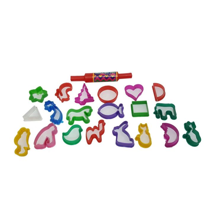 Shapes cutter and Rolling Pin for Play Dough Clay Sand Moulds 20 Pcs