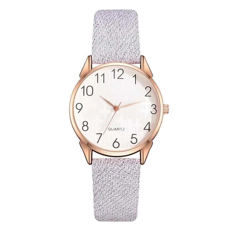 Frosted Light Color Design Leather Strap Women Watches Fashion
