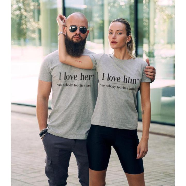 Love Her Him Couples Tshirts Matching Couple Shirts Anniversary Gift birthday valentines day gifts-pack of 2