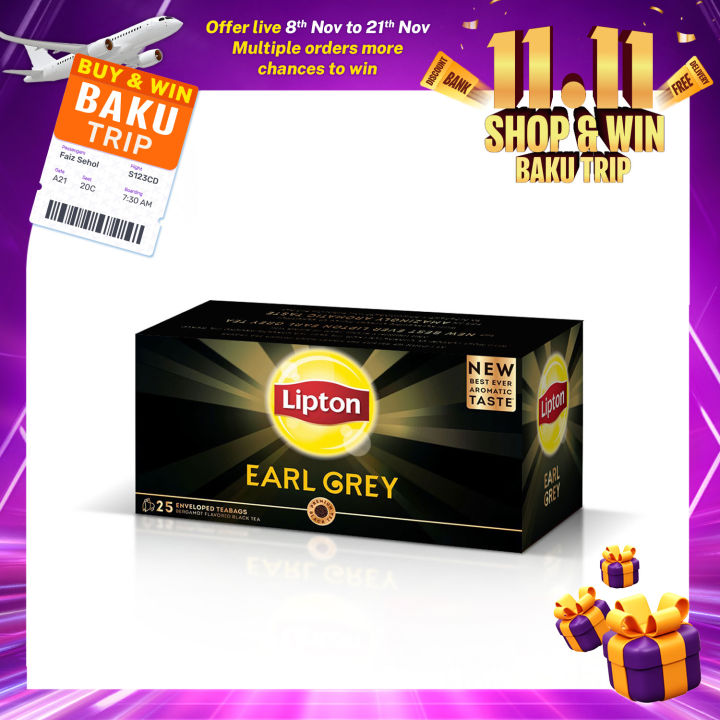 Lipton Earl Gray 25 Tea Bags | Flavored Black Tea